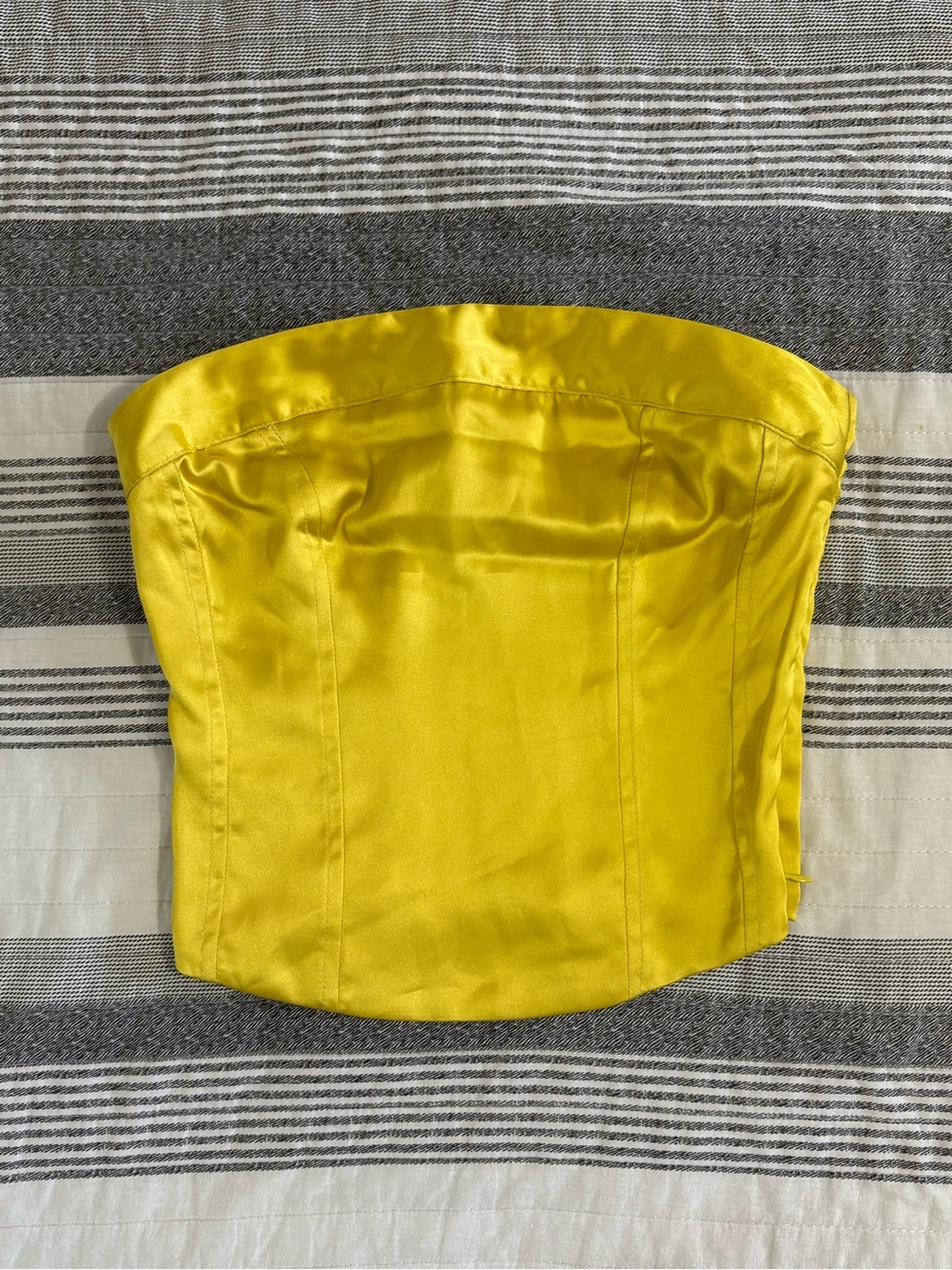 wild fable Yellow Satin Strapless Bustier Crop Top